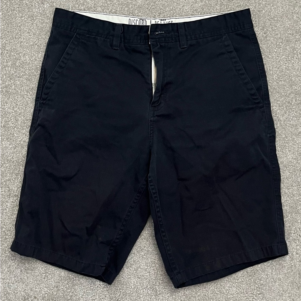 Black Flat Front Chino Shorts